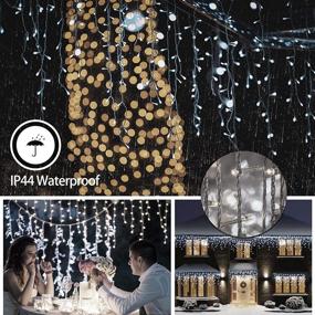 img 2 attached to 🎄 Enhance Your Holiday Decor with 400 LED Christmas String Lights - 33ft 8 Modes, 75 Drops, Clear Wire LED Curtain Fairy String Light Indoor/Outdoor Decor for Wedding, Party, Thanksgiving - Cool White