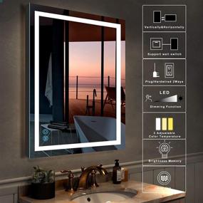 img 3 attached to 🪞 JORYOO 24x32 inch LED Bathroom Mirror: Color Adjustable, Dimming Touch Sensor, Waterproof - Perfect for Vertical or Horizontal Installation