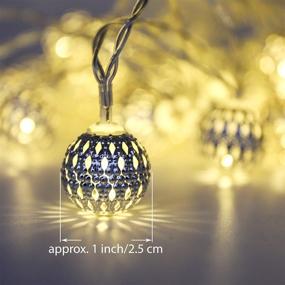 img 1 attached to 🌟 Enhance Your Space with 16ft LED Globe String Lights - Decorative Moroccan Orb Design, Battery Powered, 40 Silver Metal Balls, Bright Warm Light - Perfect for Indoor and Outdoor