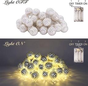 img 2 attached to 🌟 Enhance Your Space with 16ft LED Globe String Lights - Decorative Moroccan Orb Design, Battery Powered, 40 Silver Metal Balls, Bright Warm Light - Perfect for Indoor and Outdoor