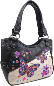 img 2 attached to Zelris Butterfly Flower Season Embroidered Concealed Carry Tote Handbag Purse Set