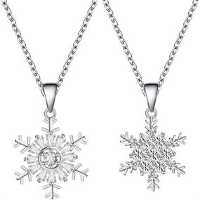 img 4 attached to XIAOLI 2Pcs Crystal Zircon Snowflake Stainless Steel Necklace Set for Women and Girls - Fashionable Jewelry