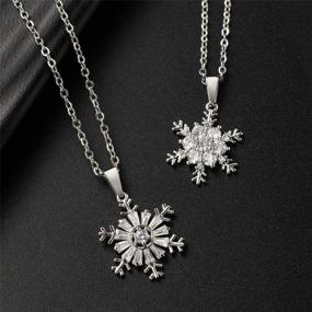 img 1 attached to XIAOLI 2Pcs Crystal Zircon Snowflake Stainless Steel Necklace Set for Women and Girls - Fashionable Jewelry