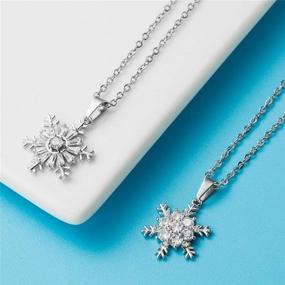 img 3 attached to XIAOLI 2Pcs Crystal Zircon Snowflake Stainless Steel Necklace Set for Women and Girls - Fashionable Jewelry