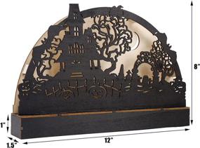 img 2 attached to 🎃 Spooky and Complementing Halloween Tabletop Decor: DR.DUDU Lighted Pumpkin House Ornament and Ghost Tree Wooden Sign - Perfect for Indoor Home Party Dcor (Black)