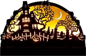 img 4 attached to 🎃 Spooky and Complementing Halloween Tabletop Decor: DR.DUDU Lighted Pumpkin House Ornament and Ghost Tree Wooden Sign - Perfect for Indoor Home Party Dcor (Black)