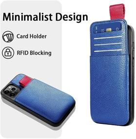 img 2 attached to 📱 LAMEEKU Wallet Case for iPhone 12 Pro/12, Credit Card Holder Leather Case with Protective Bumper Cover for iPhone 12/12 Pro 6.1" - Navy Blue