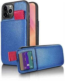 img 4 attached to 📱 LAMEEKU Wallet Case for iPhone 12 Pro/12, Credit Card Holder Leather Case with Protective Bumper Cover for iPhone 12/12 Pro 6.1" - Navy Blue