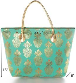 img 3 attached to 🍍 Fashlanlika Large Metal Gold Pineapple Beach Tote Bag with Elegant Gold Accents