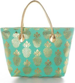 img 4 attached to 🍍 Fashlanlika Large Metal Gold Pineapple Beach Tote Bag with Elegant Gold Accents