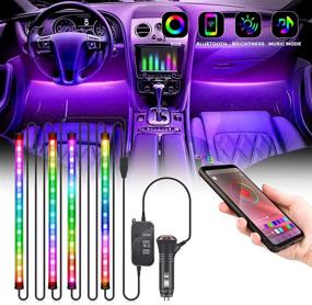 img 4 attached to 🚗 Kemaier Car Strip Lights: 4pcs 48 LED Multicolor Music Interior Car Waterproof Lights with Sound Active Function & App Remote Control