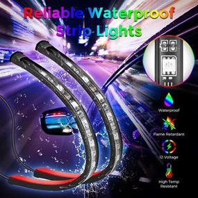 img 1 attached to 🚗 Kemaier Car Strip Lights: 4pcs 48 LED Multicolor Music Interior Car Waterproof Lights with Sound Active Function & App Remote Control
