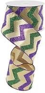 🎉 лента mardi gras chevron с проволокой 2,5" x 10 ярдов - золото фиолетовый зеленый | rg01621 логотип