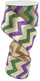 img 2 attached to 🎉 Лента Mardi Gras Chevron с проволокой 2,5" X 10 ярдов - золото фиолетовый зеленый | RG01621