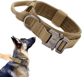 img 4 attached to 🐕 Тактический ошейник для собаки - регулируемый нейлоновый военный ошейник с прочной металлической пряжкой и ручкой для обучения