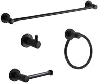 🏻 bgl adjustable expandable towel bar set in matte black - 4-piece stainless steel bathroom accessories: robe hook, toilet paper holder, towel ring, towel bar logo