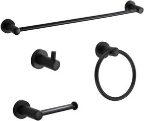 img 4 attached to 🏻 BGL Adjustable Expandable Towel Bar Set in Matte Black - 4-Piece Stainless Steel Bathroom Accessories: Robe Hook, Toilet Paper Holder, Towel Ring, Towel Bar