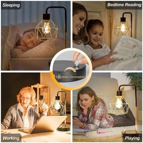 img 1 attached to Dual USB Charging Ports Dimmable Bedside Lamp, Modern Geometric Shade Gold Table Lamp, Metal Base Nightstand Lamp with Dimmer, Perfect for Bedroom, Guest Room, Office, Includes LED Bulb