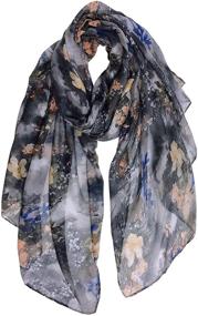 img 4 attached to 🌸 GERINLY Women's Soft Warm Shawl Wrap: Pastel Flowers Print Scarves