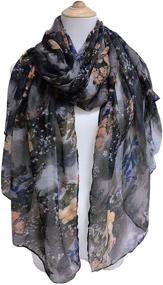 img 3 attached to 🌸 GERINLY Women's Soft Warm Shawl Wrap: Pastel Flowers Print Scarves