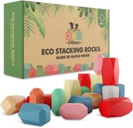 🧱 montessori inspired wooden stacking rocks compliant with astm standard - enhance early learning and development logo