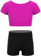 🤸 girls' kids gymnastics crop top and booty short set - athletic 2 piece sports active dancing leotard outfit by inhzoy logo