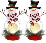 🎅 forup lighted christmas table decorations - snowman led glass ball lights (2 pack), battery operated snowball lights - snowman christmas decorations, xmas holiday winter tabletop desk ornament logo