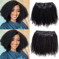 💁 yuling afro kinky curly hair extensions: 8a бразильские накладные волосы для черных женщин - натуральный афро-американский цвет волоса, натуральный черный (14 дюймов) логотип