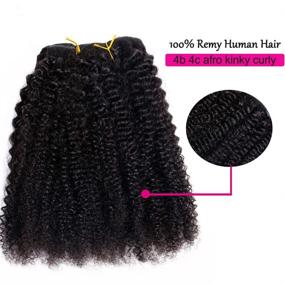 img 1 attached to 💁 YULING Afro Kinky Curly Hair Extensions: 8A Бразильские накладные волосы для черных женщин - Натуральный афро-американский цвет волоса, натуральный черный (14 дюймов)