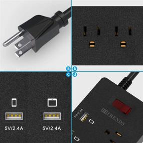 img 1 attached to Черная полоска с 6 розетками & 6 портами USB для зарядки, 6 футовый прочный удлинительный кабель - Сетевой фильтр HITRENDS для дома и офиса, с поддержкой нескольких USB-устройств, 1625 Вт/13А в мультирозетке.