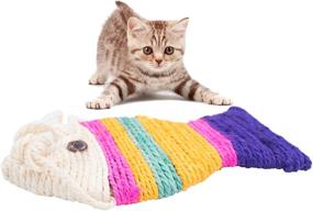 img 4 attached to 🐠 Colorful Fish Shape Sisal Cat Scratcher: Interactive Toy Promoting Kitty's Health, Good Behavior, and Playful Fun