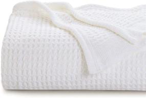 img 4 attached to 🛏️ Premium 100% Cotton Thermal Blanket by HEAD2TOE - Maximum Breathability in Waffle Weave - Ideal for Layering Any Bed All Year Round and Home Décor - Twin Size (66 x 90 inches), White - Pack of 1