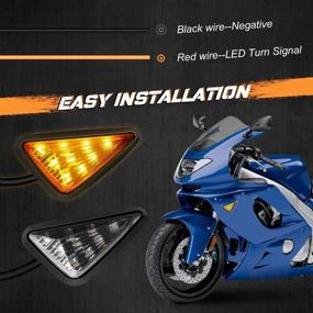 img 1 attached to 🚦 Enhanced Visibility: NTHREEAUTO Flush Mount Smoked LED Turn Signal Light for Honda CBR, Yamaha YZF, Kawasaki, Suzuki GSXR - 12V Motorcycle Amber Indicators