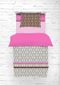 img 1 attached to 🛏️ Bacati - Damask Pink/Chocolate 4 Piece Girls Toddler Bedding Set - 100% Cotton - Reversible Comforter, Fitted Sheet, Top Sheet, Pillow Case - US Standard Toddler Bed