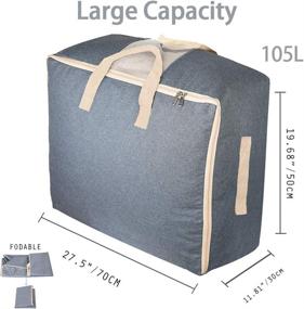 img 3 attached to 🛏️ Qozary Large Storage Bags - Organize Comforters, Blankets, Clothes, Quilts, & Towels with Sturdy Under Bed Storage Solution - Perfect for Closets & Bedrooms (Gray)