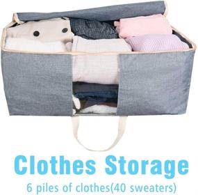 img 1 attached to 🛏️ Qozary Large Storage Bags - Organize Comforters, Blankets, Clothes, Quilts, & Towels with Sturdy Under Bed Storage Solution - Perfect for Closets & Bedrooms (Gray)