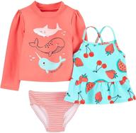 🌈 girls' carter's 3-piece assorted rashguard sets: discover the pure delight logo