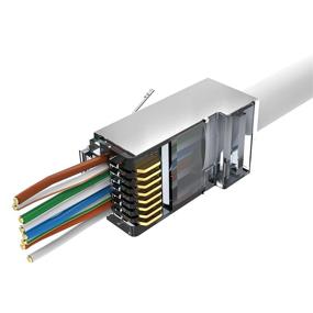 img 2 attached to 🔌 Высококачественные экранированные коннекторы Cat6 (50 штук) - RJ45 PassThrough Внутренние заземленные FTP STP коннекторы с покрытием из золота 6 микрон 6μ 3-х штырьковыми пинами (Cat6 / 50 штук)