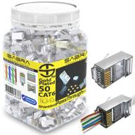 🔌 высококачественные экранированные коннекторы cat6 (50 штук) - rj45 passthrough внутренние заземленные ftp stp коннекторы с покрытием из золота 6 микрон 6μ 3-х штырьковыми пинами (cat6 / 50 штук) логотип