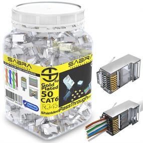 img 4 attached to 🔌 Высококачественные экранированные коннекторы Cat6 (50 штук) - RJ45 PassThrough Внутренние заземленные FTP STP коннекторы с покрытием из золота 6 микрон 6μ 3-х штырьковыми пинами (Cat6 / 50 штук)