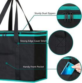 img 2 attached to WISELIFE Insulated Reusable Shopping Bags with Handles [2 Pack] - Heavy Duty Grocery Bags for Food Transport, Picnic, Camping & More - GR