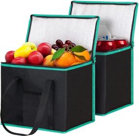 img 4 attached to WISELIFE Insulated Reusable Shopping Bags with Handles [2 Pack] - Heavy Duty Grocery Bags for Food Transport, Picnic, Camping & More - GR