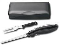 hamilton beach electric knife - stainless steel blade, ergonomic handle, sturdy case, bonus carving fork logo