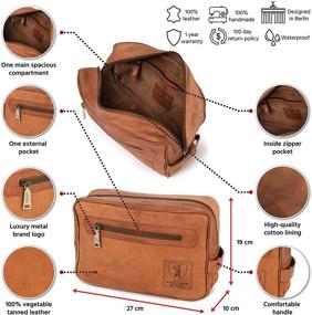 img 3 attached to Berliner Bags Vintage Leather Toiletry Bag Paul - Brown: Stylish Travel Cosmetics Case for Men and Women