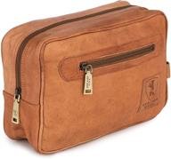 berliner bags vintage leather toiletry bag paul - brown: stylish travel cosmetics case for men and women logo