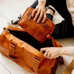 img 1 attached to Berliner Bags Vintage Leather Toiletry Bag Paul - Brown: Stylish Travel Cosmetics Case for Men and Women