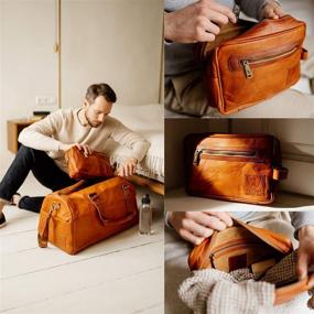 img 2 attached to Berliner Bags Vintage Leather Toiletry Bag Paul - Brown: Stylish Travel Cosmetics Case for Men and Women