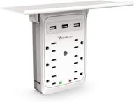vicoup socket outlet shelf - 9 port multi plug surge protector with 3 usb ports & convenient cell phone shelf logo