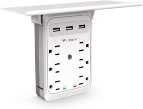img 4 attached to VICOUP Socket Outlet Shelf - 9 Port Multi Plug Surge Protector with 3 USB Ports & Convenient Cell Phone Shelf