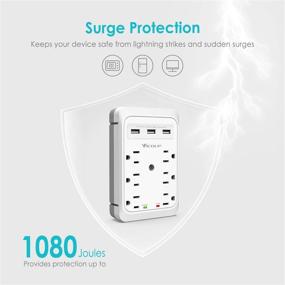 img 1 attached to VICOUP Socket Outlet Shelf - 9 Port Multi Plug Surge Protector with 3 USB Ports & Convenient Cell Phone Shelf